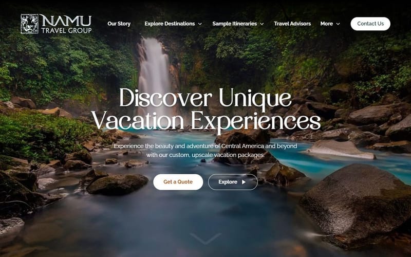 The redesigned Namu Travel Group homepage.